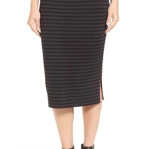 Eileen Fisher Pull On Italian Yarn Striped Pencil Skirt